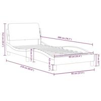 Bedframe met hoofdbord kunstleer zwart en wit 90x200 cm - thumbnail