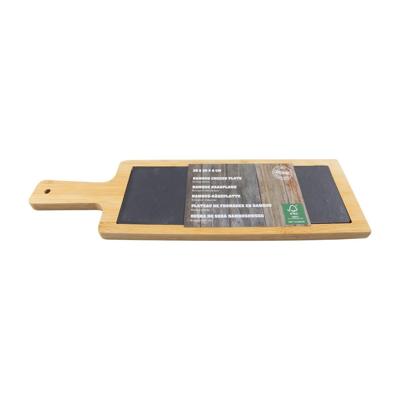 Serveerplank bamboe/leisteen 40x12cm