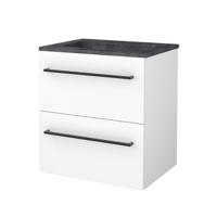 Badmeubelset BWS Salt 60x46cm Met Grepen 2 Lades Met Wastafel Hardsteen 1 Kraangat Ice White - thumbnail