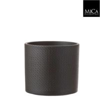 Mica Decorations era pot donkergrijs relief 17,5x19,5cm - thumbnail