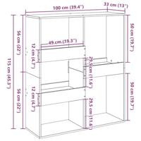Kamerscherm 100x33x115 cm bewerkt hout oud houtkleurig - thumbnail