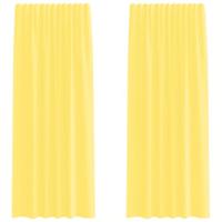 Gordijnen voile met roedezakken 2 st geel - thumbnail