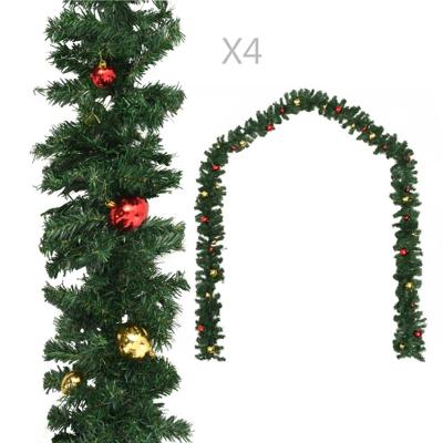 VidaXL Kerstslingers 4 st met kerstballen 270 cm pvc groen