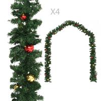 VidaXL Kerstslingers 4 st met kerstballen 270 cm pvc groen - thumbnail
