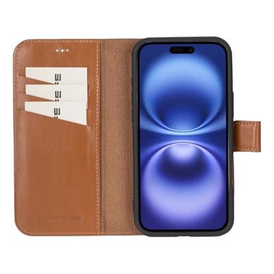 NorthLife iPhone 16 Plus - Leren Afneembare 2-in-1 bookcase telefoonhoes - Cognac