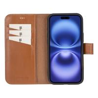 NorthLife iPhone 16 Plus - Leren Afneembare 2-in-1 bookcase telefoonhoes - Cognac - thumbnail