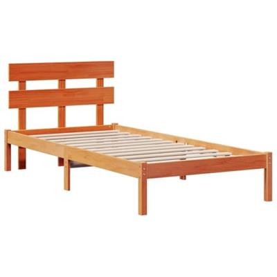 Bedframe met hoofdeinde Bruin 90 x 190 cm Massief grenenhout