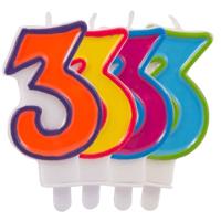 Kaars cijfer 3 in vrolijke kleuren - thumbnail