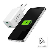 Hama Snellader 2x USB-C PD/Qualcomm® Mini-oplader 35 W Wit - thumbnail