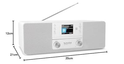 TechniSat DIGITRADIO 370 CD IR Radio DAB+, DAB, VHF (FM), Internet WiFi, Bluetooth, CD, USB, Internetradio Incl. afstandsbediening Wit - thumbnail