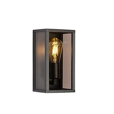 QAZQA Buiten wandlamp zwart met smoke glas 26 cm IP44 - Charlois