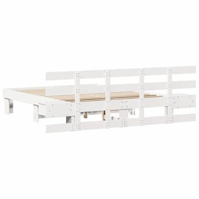 Bedframe met lade Wit Massief grenenhout en massief grenenhout