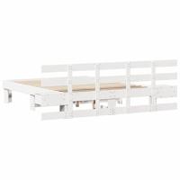 Bedframe met lade Wit Massief grenenhout en massief grenenhout - thumbnail