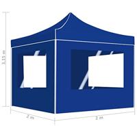 VidaXL Partytent inklapbaar met wanden 2x2 m aluminium blauw - thumbnail