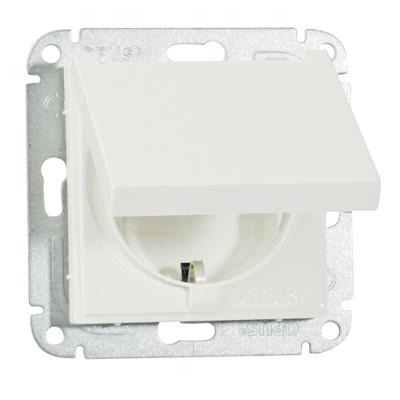 opus 55 geaarde contactdoos met verend klapdeksel polarwit