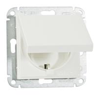 opus 55 geaarde contactdoos met verend klapdeksel polarwit - thumbnail