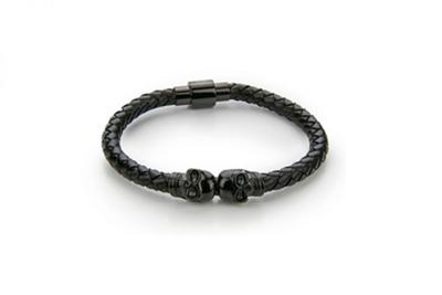 Monomen Men&apos;s Genuine Nappa Leather Bracelet MM10827BB