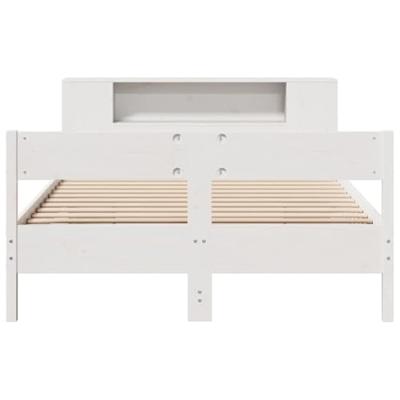 Bed met boekenkast zonder matras grenenhout wit 140x200 cm