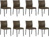 Set van 8 Grijze leren moderne eetkamerstoelen Basic - poot vierkant zwart - Granada leer Ash (grijs leer) - thumbnail