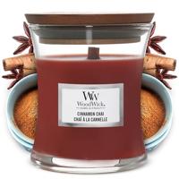 WoodWick Geurkaars Mini Cinnamon Chai - 8 cm / ø 7 cm - Geurkaars in Glas - Houten Lont - thumbnail