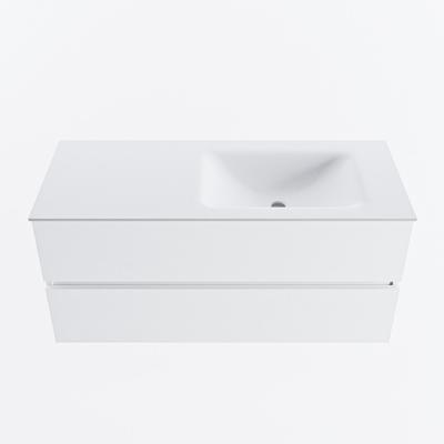 MONDIAZ VICA 110cm badmeubel onderkast Talc 2 lades. Wastafel CLOUD rechts zonder kraangat, kleur Talc.