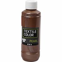 Creativ Company Textielkleur, parelmoer, bruin, 250 ml/ 1 fles - thumbnail