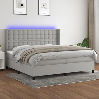 Boxspring met matras en LED stof lichtgrijs 200x200 cm