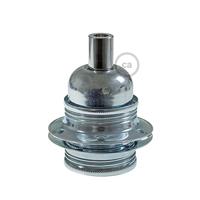 Zilver E27 fitting met 2 ringen industrieel - thumbnail