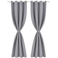 VidaXL Gordijn met metalen ringen verduisterend 270x245 grijs - thumbnail