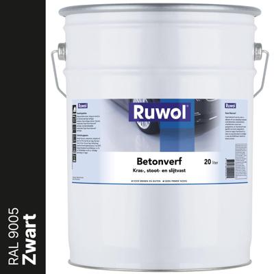 Ruwol Betonverf Zwart (RAL 9005) 20 liter Ruwol Betonverf Zwart (RAL 9005) 20 liter