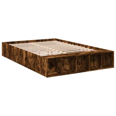 Bedframe bewerkt hout gerookt eikenkleurig 140x190 cm - thumbnail