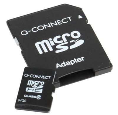 Q-CONNECT microSD geheugenkaart, met SD-adaptor, 64 GB