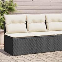2-delige Loungeset met kussens poly rattan acacia zwart - thumbnail
