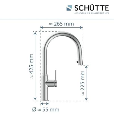 Schutte BLACKPOOL Keukenkraan | Chroom | Met uittrekbare uitloop - 79516 Schutte BLACKPOOL Keukenkraan | Chroom | Met uittrekbare uitloop - 79516