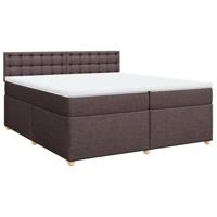 Boxspring met matras stof donkerbruin 200x200 cm - thumbnail