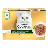 Gold blik malse lekkernijen kip/zalm/rund/zeevis 12x85g Gourmet - Gourmet - thumbnail