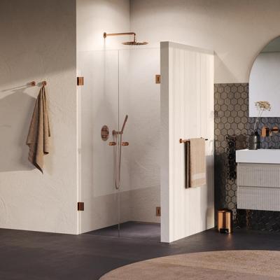 Brauer Void - Carving Pendeldeuren - Helder Glas - 100 x 200 cm - incl. Glascoating - PVD Koper Geborsteld