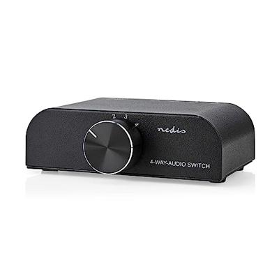 Analoge Audio-Switch | 4-Poorts poort(en) | Input: 1x 3,5 mm Audio-Input / 3x (2x RCA Female) | Output: 1x (2x RCA Female) | Manueel | Metaal | Antraciet