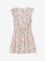 Meisjesjurk met ruches op de mouwen ecru - thumbnail