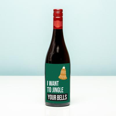 Wijnfles kerst I want to jingle your bells - Rood (Merlot)