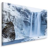Schilderij - Waterval in de winter, premium print - thumbnail