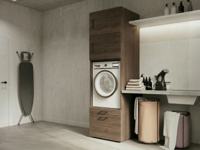 Kast WASHING 1 machine walnoot met 2 opzetkasten - thumbnail