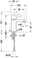 Wastafelkraan Duravit D-Neo Mengkraan Eengreeps 50x139x151 mm Chroom - thumbnail
