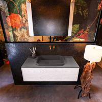 Badkamermeubelset Mondiaz Erin 100 cm met 1 Lade met RIDGE Wastafel Midden Dark grey Zonder Kraangaten Greeploos Mat Underlayment - thumbnail