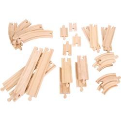 Bigjigs houten uitbreidingsset rails en bochten, 24dlg.