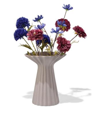 HEMA Vaas ⌀20x25cm keramiek ribbel kraag taupe (taupe)