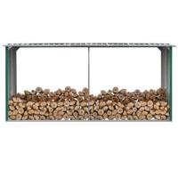 VidaXL Haardhoutschuur 330x92x153 cm gegalvaniseerd staal groen - thumbnail