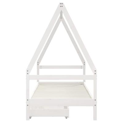 Kinderbedframe met lades 90x200 cm massief grenenhout wit - thumbnail