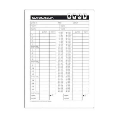 Basic Scoreblok klaverjassen 5 blok van 50 vel