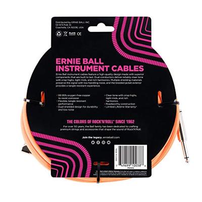 Ernie Ball 6084 Braided Instrument Cable, 5.5 meter, Neon Orange - thumbnail